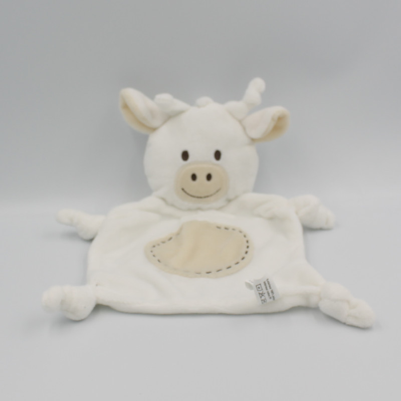 Doudou plat vache blanche beige EVOLUPHARM