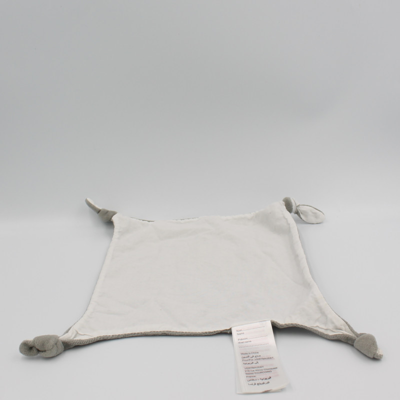 Doudou plat carré gris blanc VERTBAUDET