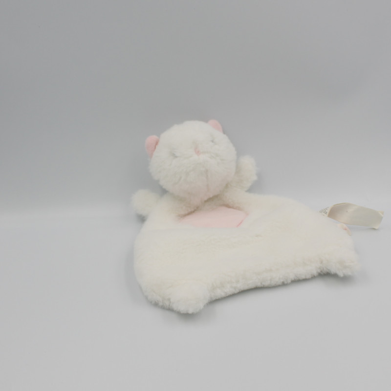 Doudou plat chat blanc rose premier Major SERGENT MAJOR