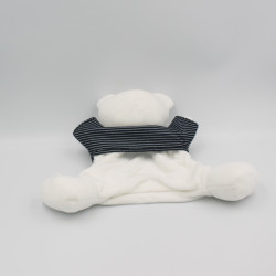 Doudou plat marionnette ours blanc bleu rayé SIMBA TOYS KIABI