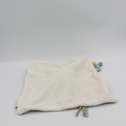 Doudou plat carré chat vert blanc gris les Pachats MOULIN ROTY