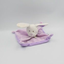 Doudou plat lapin blanc mauve coeurs oiseau TEX BABY