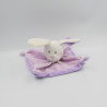 Doudou plat lapin blanc mauve coeurs oiseau TEX BABY