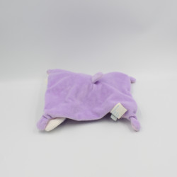 Doudou plat lapin blanc mauve coeurs oiseau TEX BABY