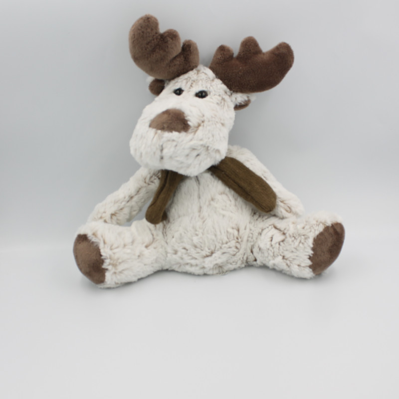 Peluche élan cerf renne marron beige écharpe KSD