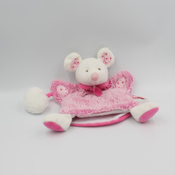Doudou et compagnie marionnette souris rose blanc LOVELY