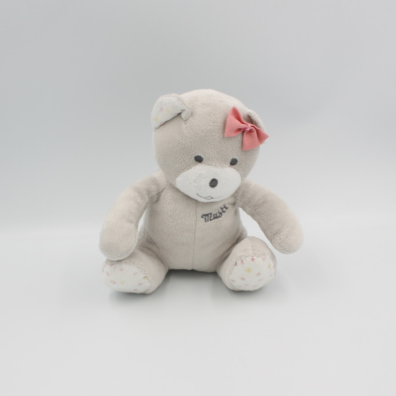 Doudou plat étoile ours blanc beige orange Rrrr BABY NAT