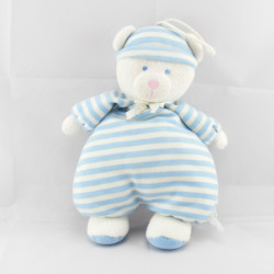 Doudou hochet luminou ours rayé bleu JEMINI