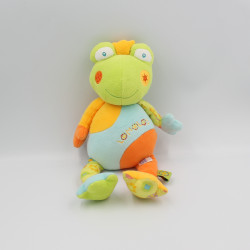 Doudou grenouille verte bleu orange Lomolos Babysun