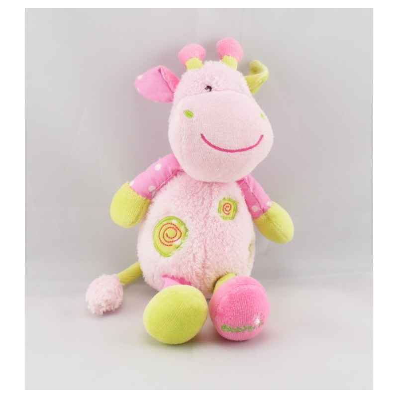 Doudou vache rose vert spirale BABYSUN