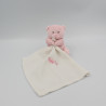 Doudou plat ours rose mouchoir blanc