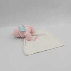 Doudou plat ours rose mouchoir blanc Baby nat