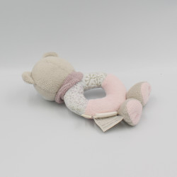 Doudou hochet ours gris rose NOUKIE'S