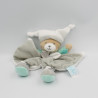 Doudou plat ours blanc gris bleu Polochon BABY NAT