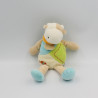 Doudou et compagnie vache bleu vert bonbon