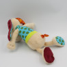Doudou chien beige bordeaux bleu vert orange Jef LILLIPUTIENS