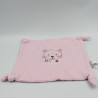 Doudou plat carré chat rose ABSORBA