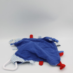 Doudou plat chat bleu rouge rayé PARIS SAINT GERMAIN