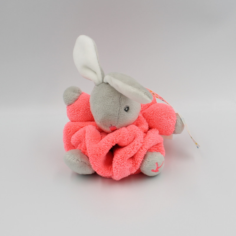 Doudou petit lapin Plume rose fluo KALOO