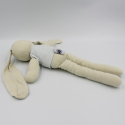 Doudou Lapin beige pull bleu rayé Bonheur PETIT BATEAU