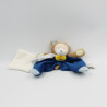 Doudou et compagnie plat ours beige bleu jaune coeur mouchoir Les Ptitous