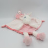 Doudou plat licorne blanche rose étoiles coeur TEX