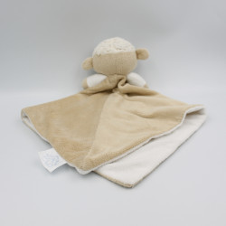 Doudou plat mouton beige blanc KING BEAR