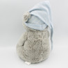 Doudou peluche ours gris bonnet bleu ATMOSPHERA