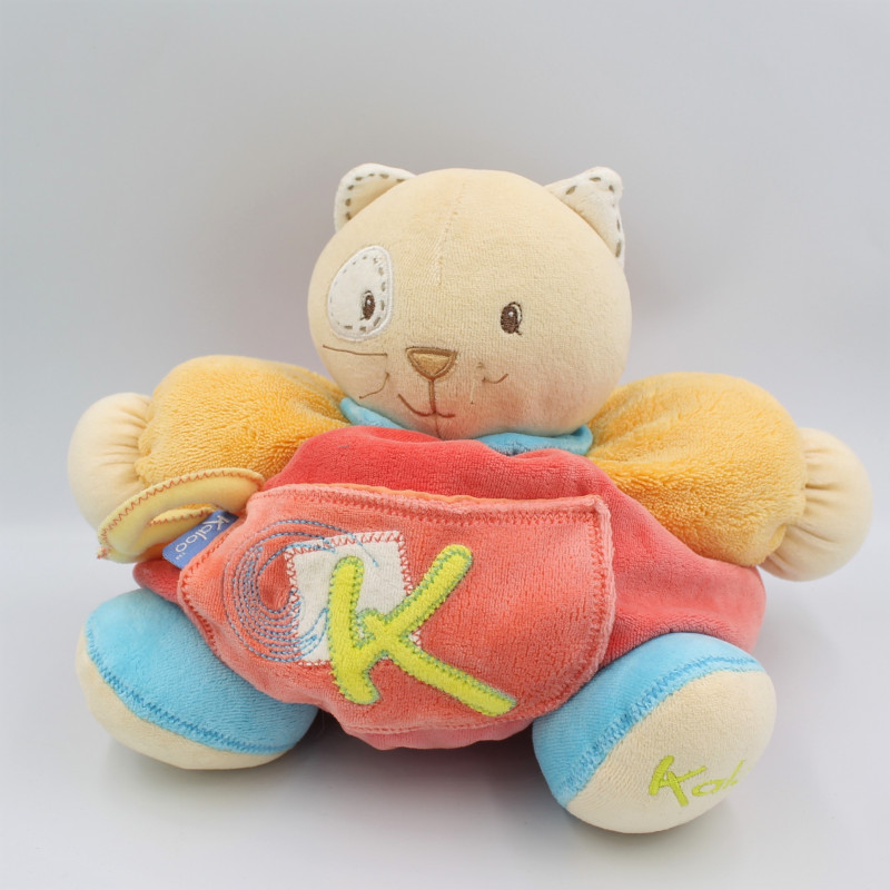 Doudou chat patapouf rouge orange bleu vert K sporty KALOO