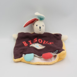 Doudou plat lapin bordeaux prune orange bleu rouge Bisous KALOO