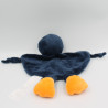 Doudou plat oiseau pingouin bleu blanc TOM & KIDDY TOMKIDS