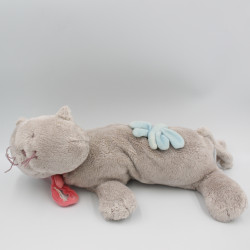 Doudou chat gris libellule bleu JACADI