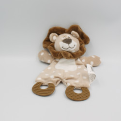 Doudou plat lion dentition marron beige ZDT ACTION