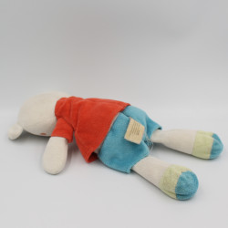 Doudou ours blanc rouge bleu NICOTOY