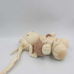 Doudou musical accordéon lapin écru beige marron sable KALOO