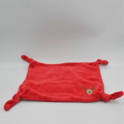 Doudou plat rouge cerf renne elan rouge VERTBAUDET