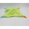 Doudou plat éléphant bleu vert orange BAMBIA