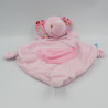 Doudou plat éléphant rose fleurs BEBEREVE