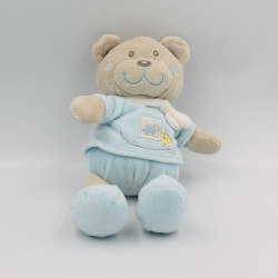 Doudou ours beige bleu blanc tortue TEX BABY