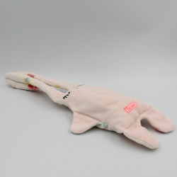 Doudou plat lapin blanc rose plage palmier Double face CATIMINI