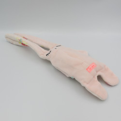Doudou plat lapin blanc rose plage palmier Double face CATIMINI