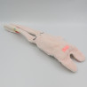 Doudou plat lapin blanc rose plage palmier Double face CATIMINI
