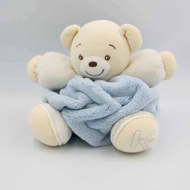 Doudou ours plume bleu ciel blanc KALOO
