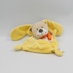 Doudou plat lapin jaune blanc pois nuage NICOTOY