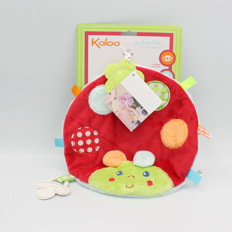 Doudou plat coccinelle rouge vert bleu KALOO