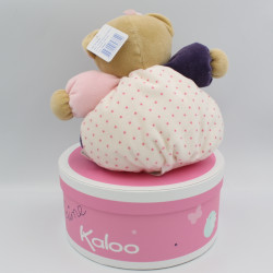 Doudou ours beige rose violet papillon Petite rose KALOO 