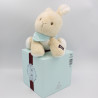 Doudou lapin beige blanc foulard bleu Les Amis KALOO