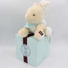 Doudou lapin beige blanc foulard bleu Les Amis KALOO 20 cm