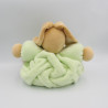 Doudou lapin plume vert blanc beige KALOO