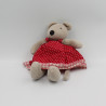 Doudou souris grise robe rouge la grande famille MOULIN ROTY